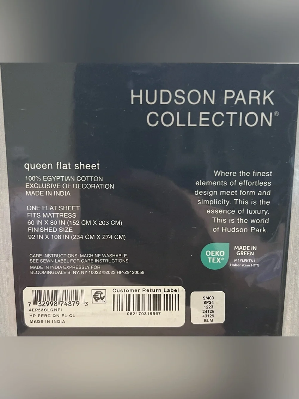 Hudson Park Collection Percale Queen Flat Sheet - Light Gray